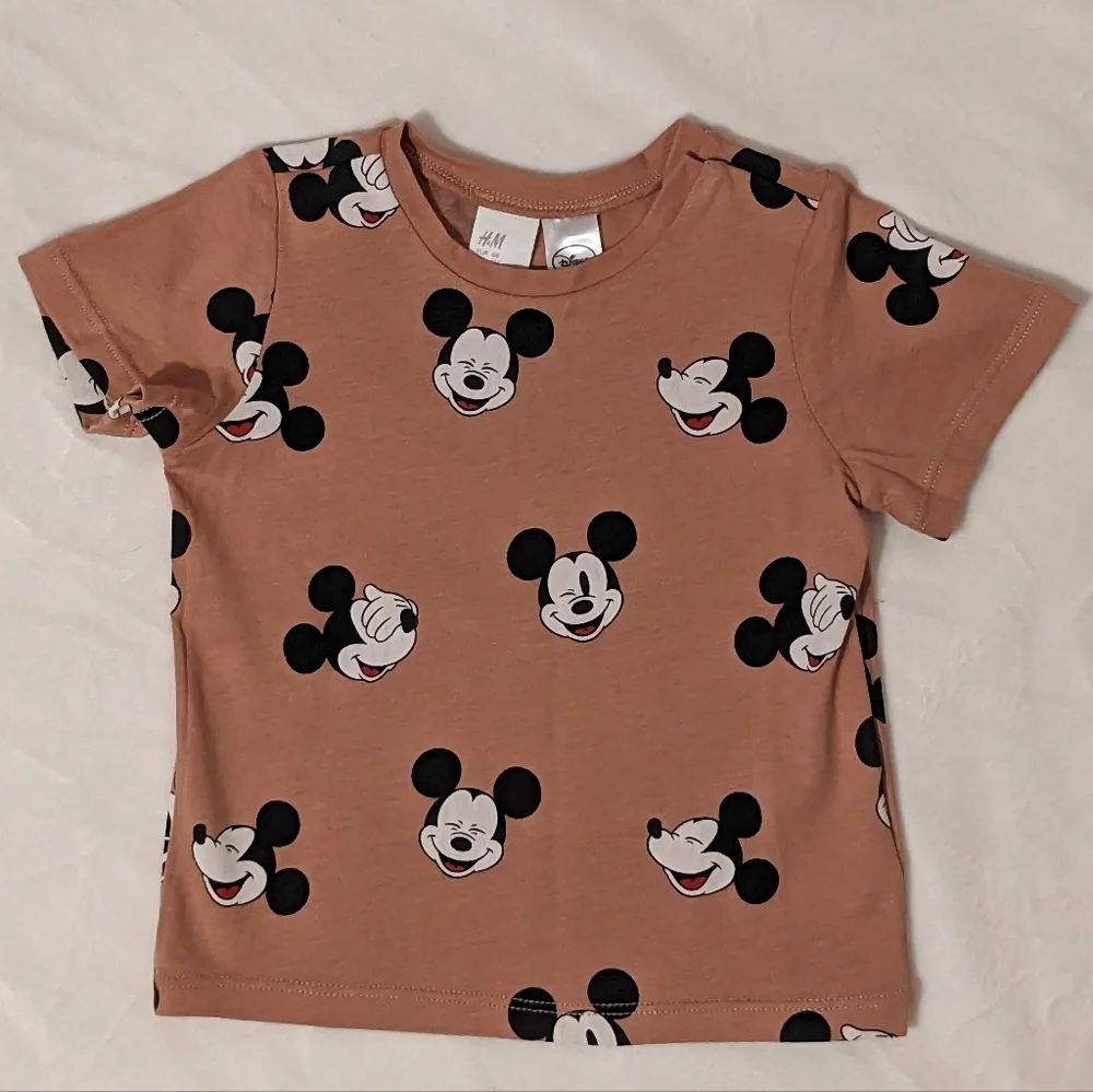 NWT H&M x Disney Mickey Mouse 2PC Organic-Cotton Top & Denim Shorts 6m